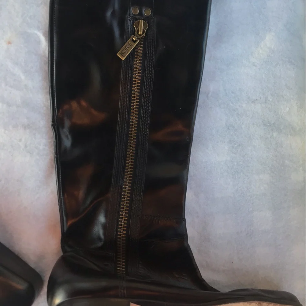 Michael Kors Black Ankle Booties with Gold Hardware - Picture 3 of 4